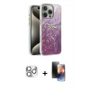MARSİLYAN™- iPhone 16 Pro Max Kılıf Zirve Modern Prime - Siyah 3D Antistatik Mat Seramik Nano Ekran Koruyucu + Pers Alüminyum Kamera Lens - GS