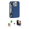 MARSİLYAN™- iPhone 16 Pro Max Kılıf Zirve Modern Prime - Siyah 3D Antistatik Mat Seramik Nano Ekran Koruyucu + Natural Grey Raze Metal Kamera Lens