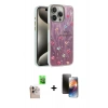 MARSİLYAN™- iPhone 16 Pro Max Kılıf Zirve Modern Prime - Siyah 3D Antistatik Mat Seramik Nano Ekran Koruyucu + Natural Grey Raze Metal Kamera Lens