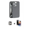 MARSİLYAN™- iPhone 16 Pro Max Kılıf Zirve Modern Prime - Siyah 3D Antistatik Mat Seramik Nano Ekran Koruyucu + PVD Metal Kamera Lens - GD