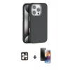 MARSİLYAN™- iPhone 16 Pro Max Kılıf Zirve Modern Prime - Siyah 3D Antistatik Mat Seramik Nano Ekran Koruyucu + PVD Metal Kamera Lens - GD
