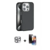 MARSİLYAN™- iPhone 16 Pro Max Kılıf Zirve Modern Prime - Siyah 3D Antistatik Mat Seramik Nano Ekran Koruyucu + Pers Alüminyum Kamera Lens - GI