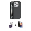 MARSİLYAN™- iPhone 16 Pro Max Kılıf Zirve Modern Prime - Siyah 3D Antistatik Mat Seramik Nano Ekran Koruyucu + Bilvis Titan Kamera Lens - GS