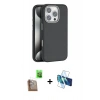 MARSİLYAN™- iPhone 16 Pro Max Kılıf Zirve Modern Prime - Siyah 3D Antistatik Seramik Nano Ekran Koruyucu + Raze Metal Kamera Lens - CLTM