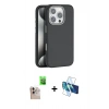 MARSİLYAN™- iPhone 16 Pro Max Kılıf Zirve Modern Prime - Siyah 3D Antistatik Seramik Nano Ekran Koruyucu + Raze Metal Kamera Lens - NLGY