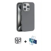 MARSİLYAN™- iPhone 16 Pro Max Kılıf Zirve Modern Prime - Siyah 3D Antistatik Seramik Nano Ekran Koruyucu + Pers Alüminyum Kamera Lens - GI