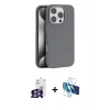 MARSİLYAN™- iPhone 16 Pro Max Kılıf Zirve Modern Prime - Siyah 3D Antistatik Seramik Nano Ekran Koruyucu + Gümüş Bilvis Titan Kamera Lens