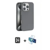 MARSİLYAN™- iPhone 16 Pro Max Kılıf Zirve Modern Prime - Siyah 3D Antistatik Seramik Nano Ekran Koruyucu + PVD Metal Kamera Lens - SH