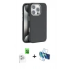 MARSİLYAN™- iPhone 16 Pro Max Kılıf Zirve Modern Prime - Siyah 3D Antistatik Seramik Nano Ekran Koruyucu + Raze Metal Kamera Lens - BZ