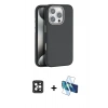 MARSİLYAN™- iPhone 16 Pro Max Kılıf Zirve Modern Prime - Siyah 3D Antistatik Seramik Nano Ekran Koruyucu + PVD Metal Kamera Lens - SH