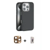 MARSİLYAN™- iPhone 16 Pro Max Kılıf Zirve Modern Prime - Siyah Bilvis 3D Cam Ekran Koruyucu + Çöl Titanyum Pers Alüminyum Kamera Lens