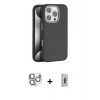 MARSİLYAN™- iPhone 16 Pro Max Kılıf Zirve Modern Prime - Siyah Bilvis 3D Cam Ekran Koruyucu + Pers Alüminyum Kamera Lens - GS