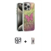 MARSİLYAN™- iPhone 16 Pro Max Kılıf Zirve Modern Prime - Siyah Bilvis 3D Cam Ekran Koruyucu + Pers Alüminyum Kamera Lens - GI