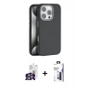 MARSİLYAN™- iPhone 16 Pro Max Kılıf Zirve Modern Prime - Siyah Bilvis 3X AR Hayalet Cam Ekran Koruyucu + Bilvis Titan Kamera Lens - GS