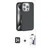 MARSİLYAN™- iPhone 16 Pro Max Kılıf Zirve Modern Prime - Siyah Bilvis 3X AR Hayalet Cam Ekran Koruyucu + PVD Metal Kamera Lens - SH