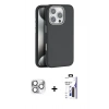 MARSİLYAN™- iPhone 16 Pro Max Kılıf Zirve Modern Prime - Siyah Bilvis 3X AR Hayalet Cam Ekran Koruyucu + Pers Alüminyum Kamera Lens - GS