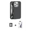 MARSİLYAN™- iPhone 16 Pro Max Kılıf Zirve Modern Prime - Siyah Bilvis 3X AR Hayalet Cam Ekran Koruyucu + PVD Metal Kamera Lens - GS