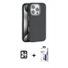 MARSİLYAN™- iPhone 16 Pro Max Kılıf Zirve Modern Prime - Siyah Bilvis 3X AR Hayalet Cam Ekran Koruyucu + PVD Metal Kamera Lens - GD