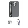 MARSİLYAN™- iPhone 16 Pro Max Kılıf Zirve Modern Prime - Siyah Bilvis 3X AR Hayalet Cam Ekran Koruyucu + Pers Alüminyum Kamera Lens - GS