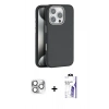 MARSİLYAN™- iPhone 16 Pro Max Kılıf Zirve Modern Prime - Siyah Bilvis 3X AR HD Cam Ekran Koruyucu + Pers Alüminyum Kamera Lens - GS