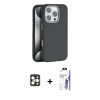 MARSİLYAN™- iPhone 16 Pro Max Kılıf Zirve Modern Prime - Siyah Bilvis 3X AR HD Cam Ekran Koruyucu + PVD Metal Kamera Lens - GD
