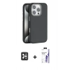 MARSİLYAN™- iPhone 16 Pro Max Kılıf Zirve Modern Prime - Siyah Bilvis 3X AR HD Cam Ekran Koruyucu + PVD Metal Kamera Lens - SH