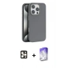 MARSİLYAN™- iPhone 16 Pro Max Kılıf Zirve Modern Prime - Siyah Bilvis 5in1 3D Magic Cam Ekran Koruyucu + Gold PVD Metal Kamera Lens