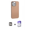 MARSİLYAN™- iPhone 16 Pro Max Kılıf Zirve Modern Prime - Siyah Bilvis 5in1 3D Magic Cam Ekran Koruyucu + Gold PVD Metal Kamera Lens