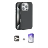 MARSİLYAN™- iPhone 16 Pro Max Kılıf Zirve Modern Prime - Siyah Bilvis 5in1 3D Magic Cam Ekran Koruyucu + Gold PVD Metal Kamera Lens