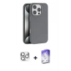 MARSİLYAN™- iPhone 16 Pro Max Kılıf Zirve Modern Prime - Siyah Bilvis 5in1 3D Magic Cam Ekran Koruyucu + Pers Alüminyum Kamera Lens - GS