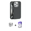 MARSİLYAN™- iPhone 16 Pro Max Kılıf Zirve Modern Prime - Siyah Bilvis 5in1 3D Magic Cam Ekran Koruyucu + Pers Alüminyum Kamera Lens - GS