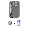 MARSİLYAN™- iPhone 16 Pro Max Kılıf Zirve Modern Prime - Siyah Bilvis 5in1 3D Magic Cam Ekran Koruyucu + Pers Alüminyum Kamera Lens - GI