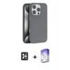 MARSİLYAN™- iPhone 16 Pro Max Kılıf Zirve Modern Prime - Siyah Bilvis 5in1 3D Magic Cam Ekran Koruyucu + PVD Metal Kamera Lens - SH