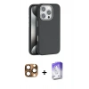 MARSİLYAN™- iPhone 16 Pro Max Kılıf Zirve Modern Prime - Siyah Bilvis 5in1 3D Magic Cam Ekran Koruyucu + Pers Alüminyum Kamera Lens - CLTM