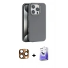 MARSİLYAN™- iPhone 16 Pro Max Kılıf Zirve Modern Prime - Siyah Bilvis 5in1 5D Magic Hayalet Cam Ekran Koruyucu + Pers Alüminyum Kamera Lens - CLTM