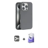 MARSİLYAN™- iPhone 16 Pro Max Kılıf Zirve Modern Prime - Siyah Bilvis 5in1 5D Magic Hayalet Cam Ekran Koruyucu + PVD Metal Kamera Lens - GS