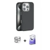 MARSİLYAN™- iPhone 16 Pro Max Kılıf Zirve Modern Prime - Siyah Bilvis 5in1 5D Magic Hayalet Cam Ekran Koruyucu + Pers Alüminyum Kamera Lens - GS
