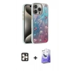 MARSİLYAN™- iPhone 16 Pro Max Kılıf Zirve Modern Prime - Siyah Bilvis 5in1 5D Magic Hayalet Cam Ekran Koruyucu + Gold PVD Metal Kamera Lens