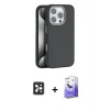 MARSİLYAN™- iPhone 16 Pro Max Kılıf Zirve Modern Prime - Siyah Bilvis 5in1 5D Magic Hayalet Cam Ekran Koruyucu + PVD Metal Kamera Lens - SH