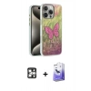 MARSİLYAN™- iPhone 16 Pro Max Kılıf Zirve Modern Prime - Siyah Bilvis 5in1 5D Magic Hayalet Cam Ekran Koruyucu + PVD Metal Kamera Lens - GS