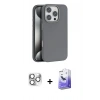 MARSİLYAN™- iPhone 16 Pro Max Kılıf Zirve Modern Prime - Siyah Bilvis 5in1 5D Magic Hayalet Cam Ekran Koruyucu + Pers Alüminyum Kamera Lens - GS