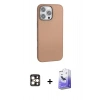 MARSİLYAN™- iPhone 16 Pro Max Kılıf Zirve Modern Prime - Siyah Bilvis 5in1 5D Magic Hayalet Cam Ekran Koruyucu + PVD Metal Kamera Lens - GD