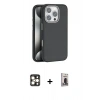 MARSİLYAN™- iPhone 16 Pro Max Kılıf Zirve Modern Prime - Siyah Bilvis Hayalet Cam Ekran Koruyucu + PVD Metal Kamera Lens - GD