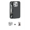 MARSİLYAN™- iPhone 16 Pro Max Kılıf Zirve Modern Prime - Siyah Bilvis Hayalet Cam Ekran Koruyucu + Pers Alüminyum Kamera Lens - GS