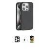 MARSİLYAN™- iPhone 16 Pro Max Kılıf Zirve Modern Prime - Siyah Buffer Cam Ekran Koruyucu + PVD Metal Kamera Lens - GD