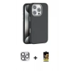 MARSİLYAN™- iPhone 16 Pro Max Kılıf Zirve Modern Prime - Siyah Buffer Cam Ekran Koruyucu + Pers Alüminyum Kamera Lens - GI