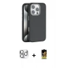 MARSİLYAN™- iPhone 16 Pro Max Kılıf Zirve Modern Prime - Siyah Buffer Cam Ekran Koruyucu + Pers Alüminyum Kamera Lens - GS