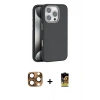 MARSİLYAN™- iPhone 16 Pro Max Kılıf Zirve Modern Prime - Siyah Buffer Cam Ekran Koruyucu + Pers Alüminyum Kamera Lens - CLTM