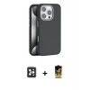 MARSİLYAN™- iPhone 16 Pro Max Kılıf Zirve Modern Prime - Siyah Buffer Cam Ekran Koruyucu + PVD Metal Kamera Lens - SH