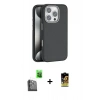 MARSİLYAN™- iPhone 16 Pro Max Kılıf Zirve Modern Prime - Siyah Buffer Cam Ekran Koruyucu + Raze Metal Kamera Lens - SH